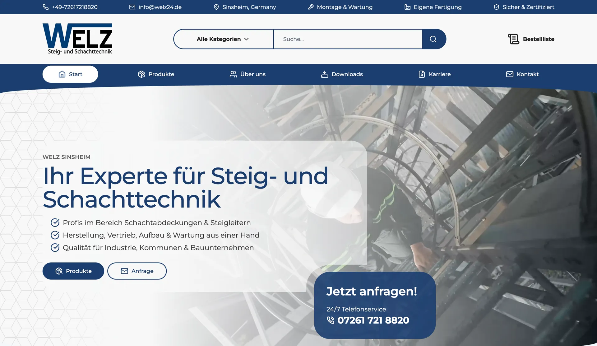 Screenshot: Produkte & Leistungen